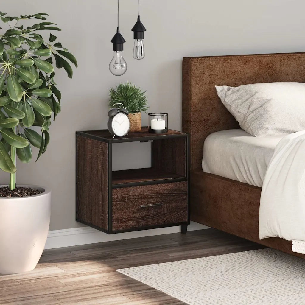 Comodino | Armadio da Notte | Mobiletto da notte a Muro Rovere Marrone 40x31x39,5 cm