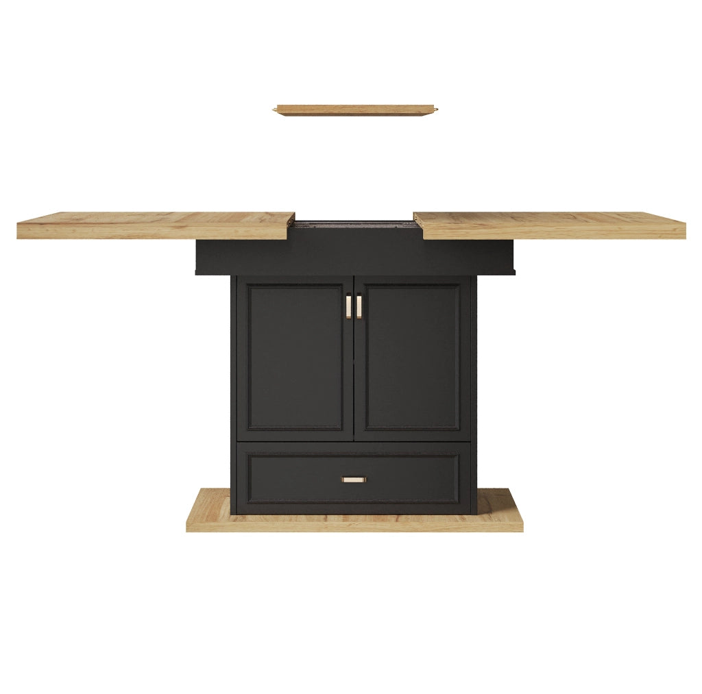 Tavolo da pranzo allungabile 110-140 x 80 x 75 cm in MDF e metallo; legno naturale