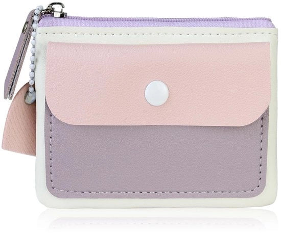 Portamonete piccola con cordoncino lungo, pelle PU morbida, portamonete femminile con hanger a forma di cuore, chiusura a zip, bianca, 11*8,5*1, moda