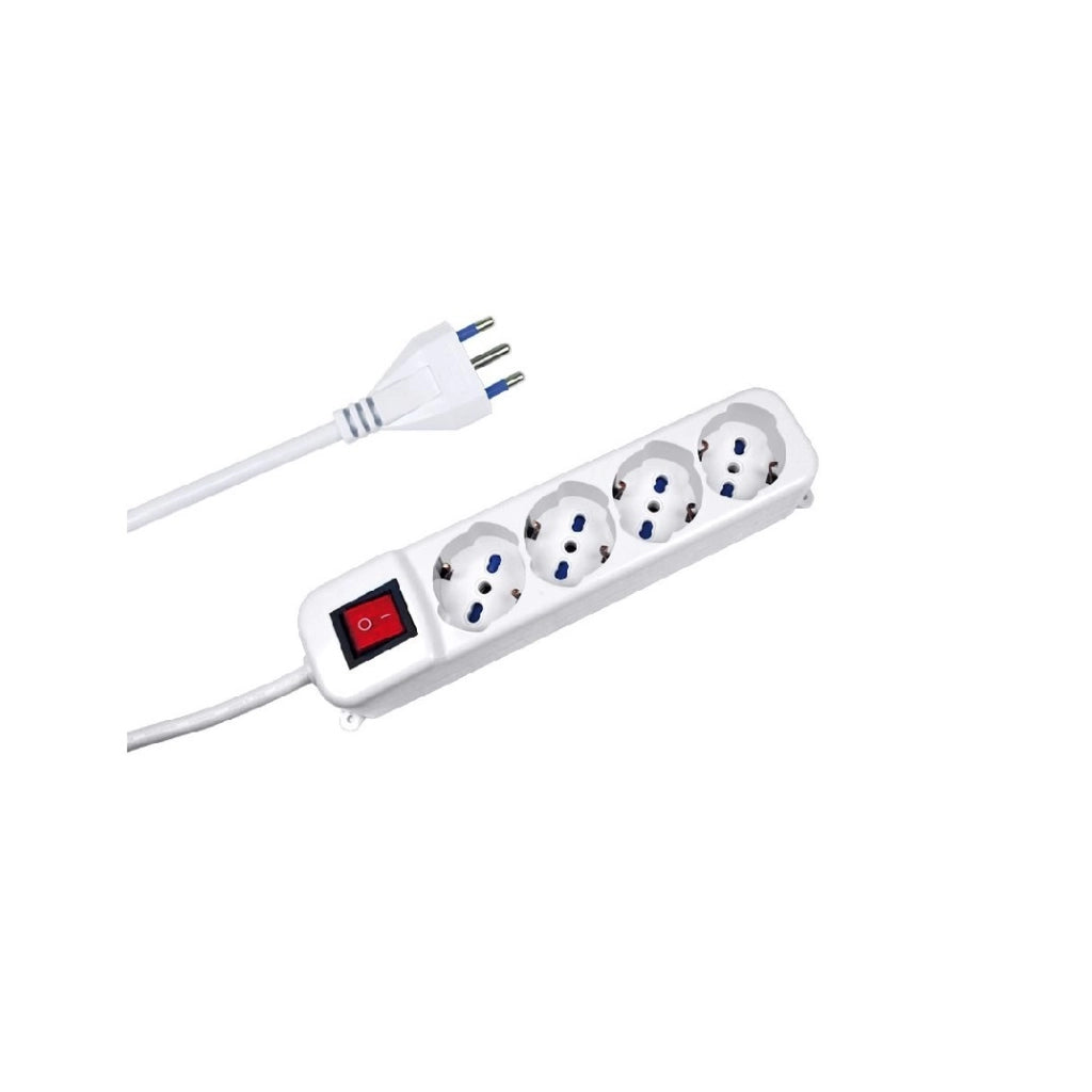 MULTIPRESA 1,5M BIANCA 4 SCHUKO E INTERRUTTORE