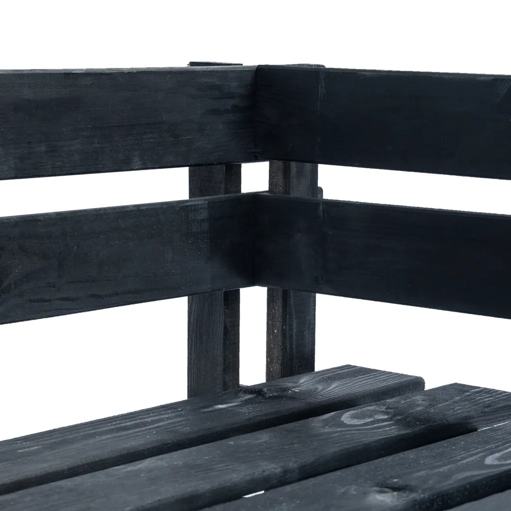 Panca Angolare da Giardino su Pallet-Sgabello-Panca da esterno in Legno Nera