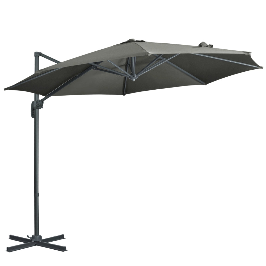 Easycomfort Ombrellone da Giardino Decentrato 3x2.5 m Girevole a 360° con Angolazione Regolabile, Grigio