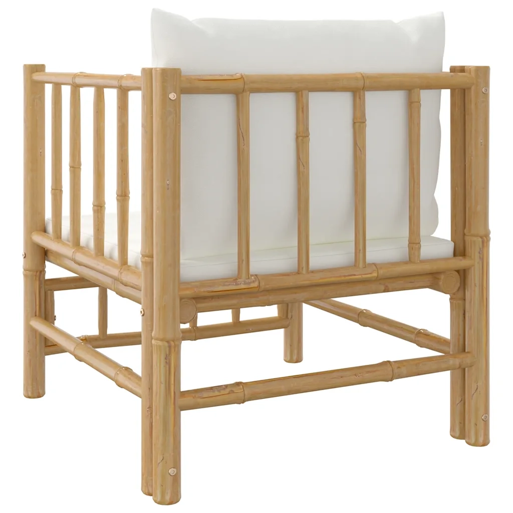 Divano da Giardino con Cuscini-Sofa da Giardino-Divano da esterno Bianco Crema in Bamb¨´ 160034