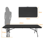 Tavolo pieghevole 244x76 cm nero in plastica e ferro - per 8-10 persone