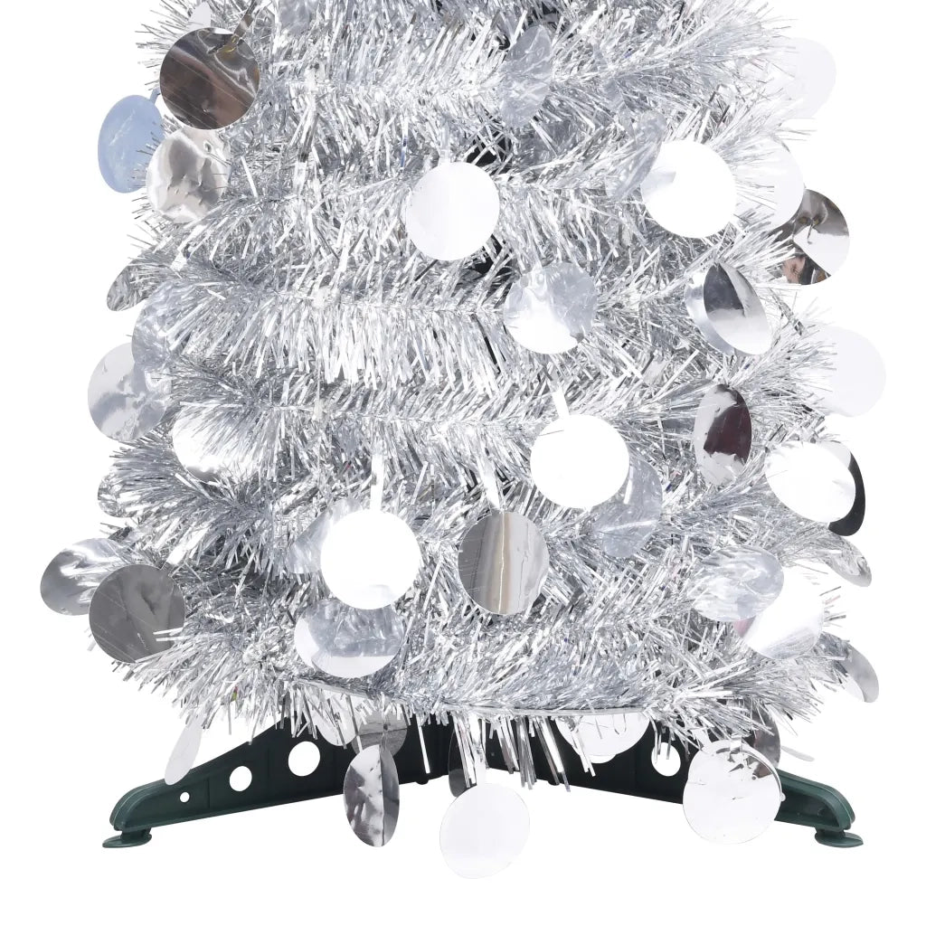 Albero di Natale Artificiale Apribile-Decorazioni natalizie Argento 150 cm PET