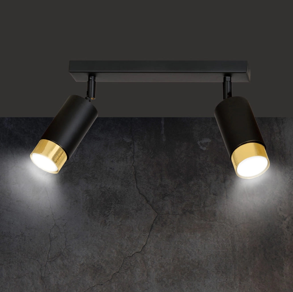 Plafoniera Emibig HIRO 2 faretti GU10 nero oro 30cm