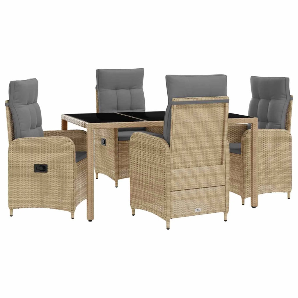 Set da pranzo per esterni 5 pz Beige e Grigio Chiaro polyrattan 3422338