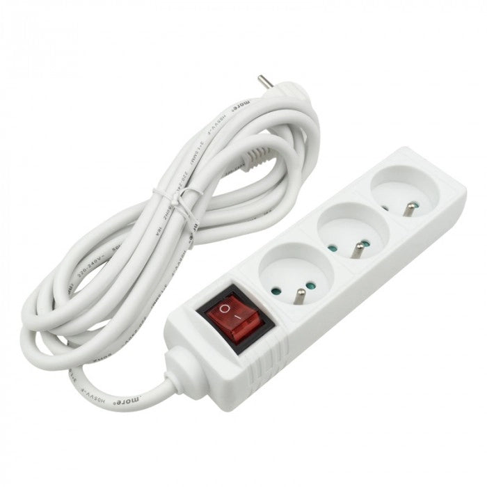 Prolunga elettrica 3 prese 3 m con interruttore Ecolight