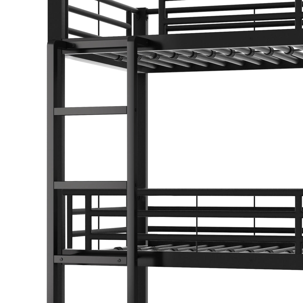 Letto a castello 90x200 cm triplo con scala e sponde in metallo
