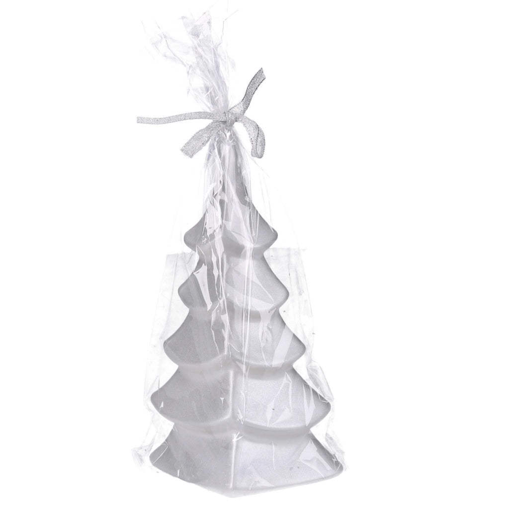 Candela Albero Natale Argento paraffina 8 h 22 5 cm