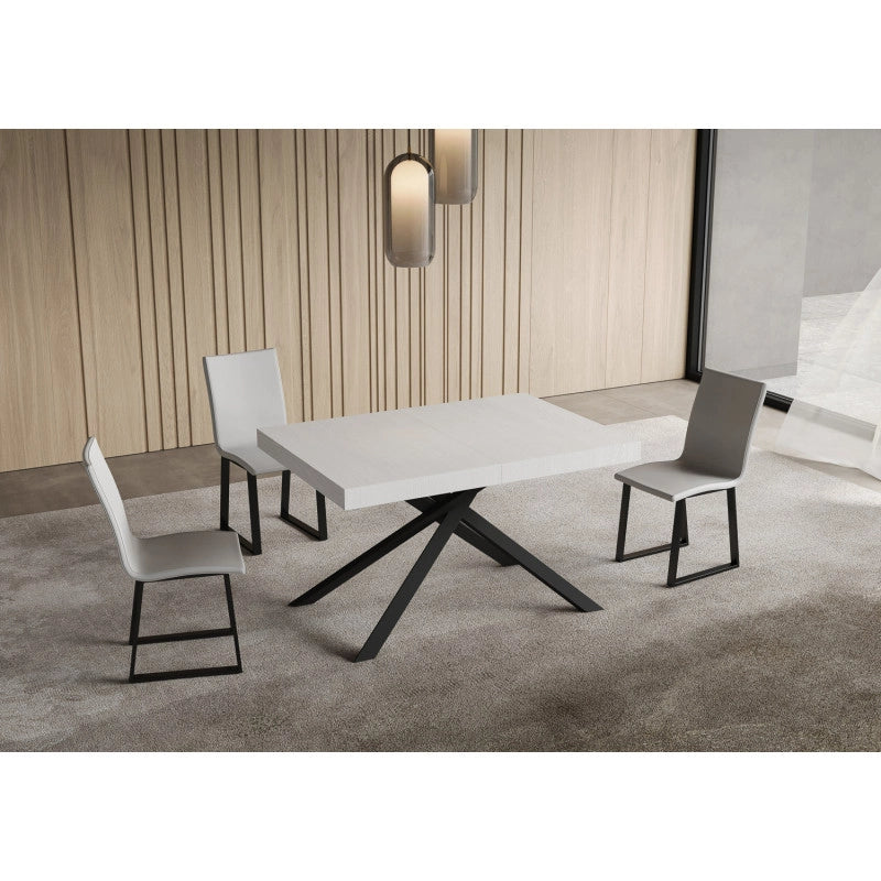 Tavolo allungabile 120/224x90 cm Niket telaio Antracite - Bianco Frassino