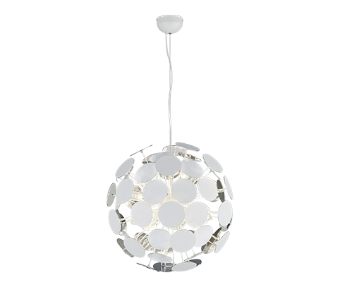 Lampada Sospensione Sfere Piatte Tonde Bianco Argento Discalgo GD Trio