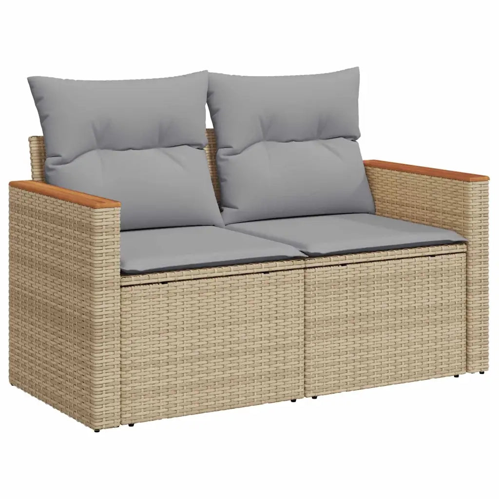 Set Divano da Giardino con cuscino 12 pcs Beige polyrattan 3364977