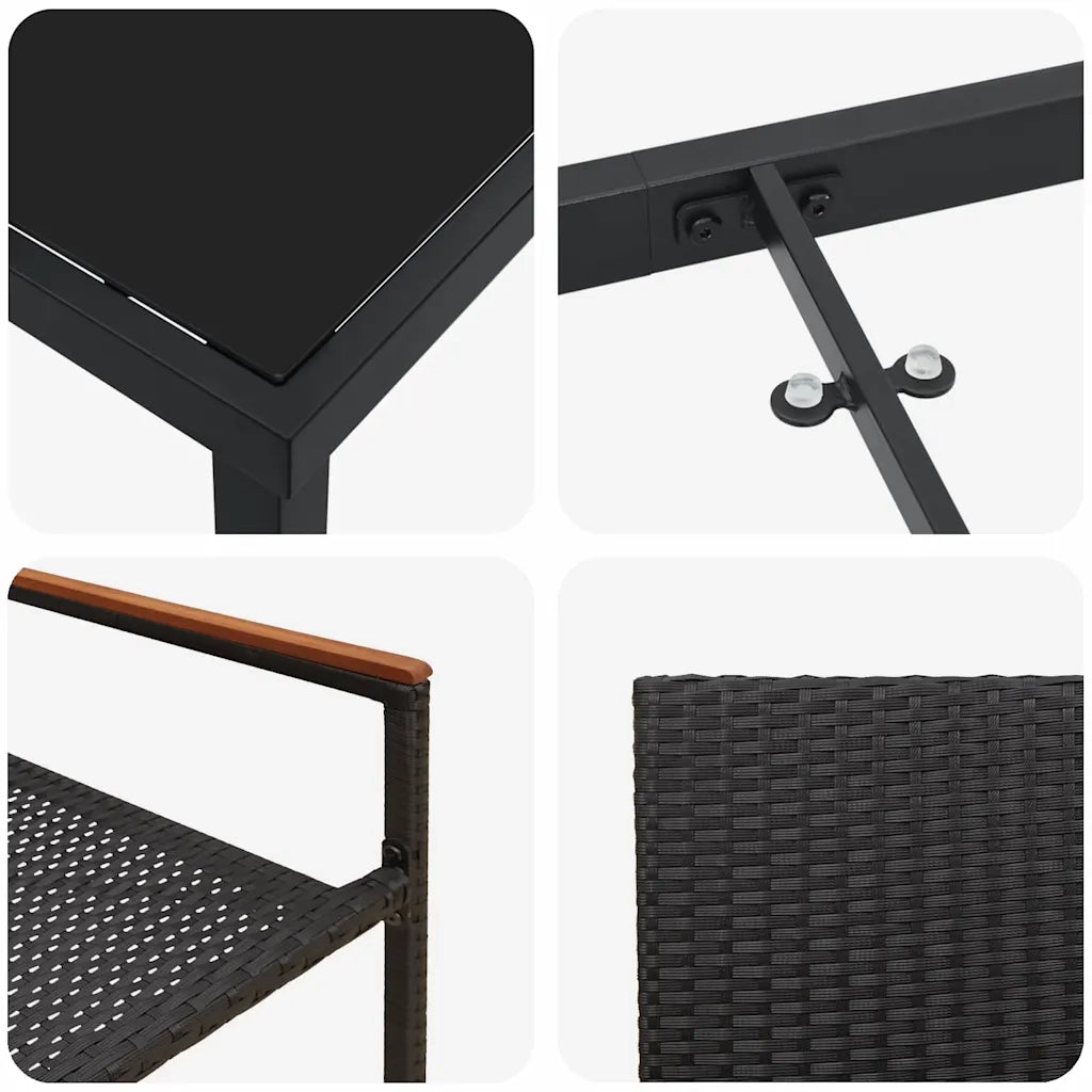 Set da Pranzo per Giardino con cuscino 9 pcs Nero polyrattan 3379708