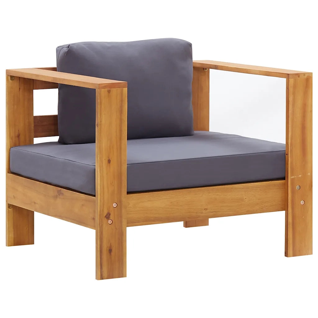 Sedia da Giardino con Cuscino Grigio Scuro in Legno di Acacia 47275