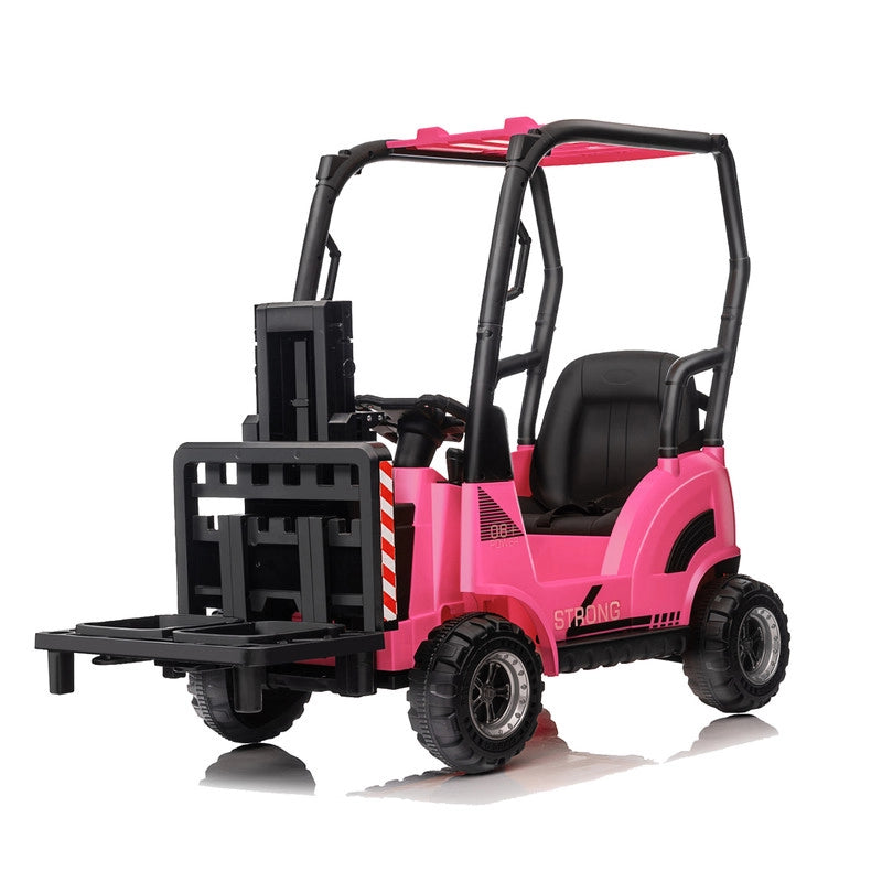 Carrello Elevatore Elettrico per Bambini 12V con Forche Regolabili; Bancale; Tettoia e Telecomando