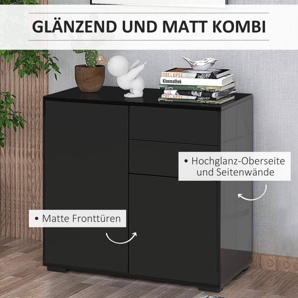 Armadio con 2 ante e 2 cassetti ¨C Minimal ¨C Nero 79x36x74
