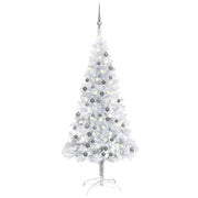 Albero di Natale Preilluminato con Palline Argento 150 cm PET 3077695
