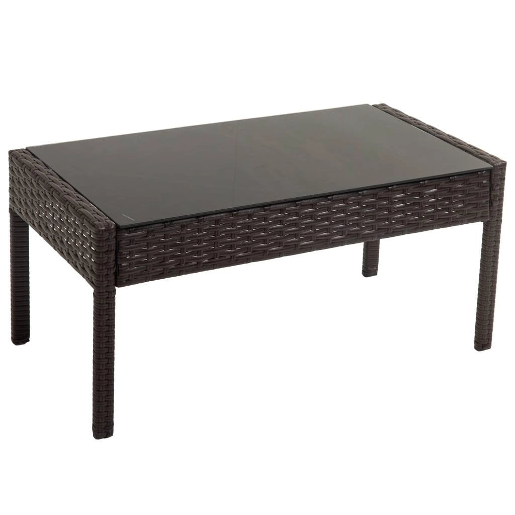 Set tavolo, divano e 2 poltrone marroni