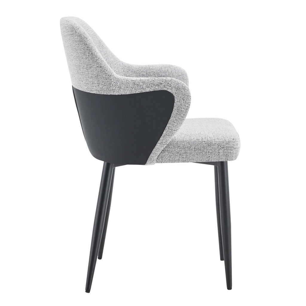Set di 2 Sedie da Pranzo Grigie in Tessuto con Schienale Imbottito e Gambe Metalliche a X, Altezza 83 cm