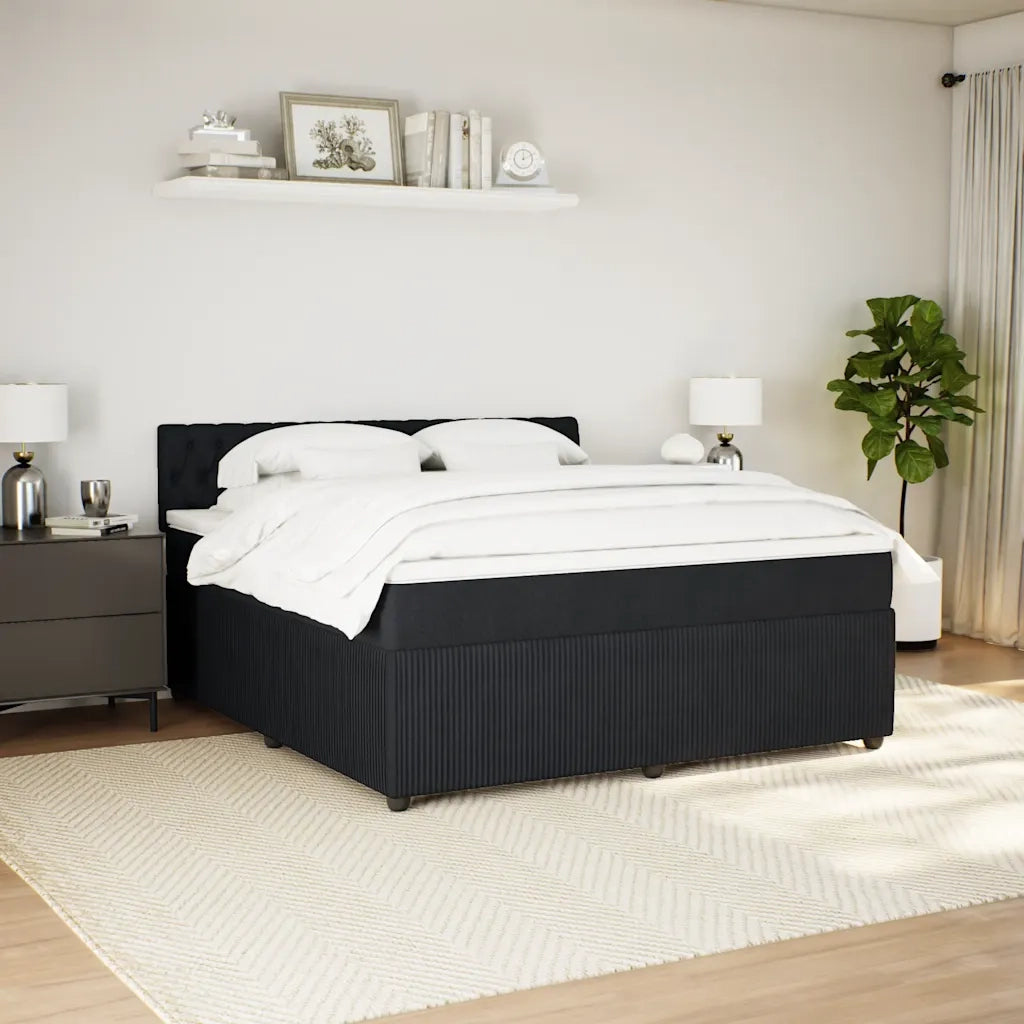 Giroletto a Molle con Materasso Nero 180x200 cm in Velluto