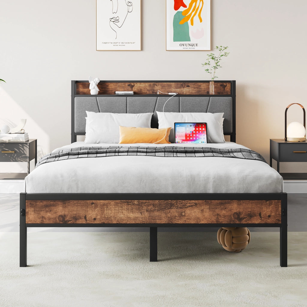 letto in mdf e metallo antico marrone 120 x 200 cm