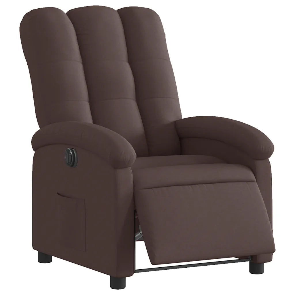 Poltrona | Sedia Relax Elettrica Reclinabile Marrone Scuro in Tessuto