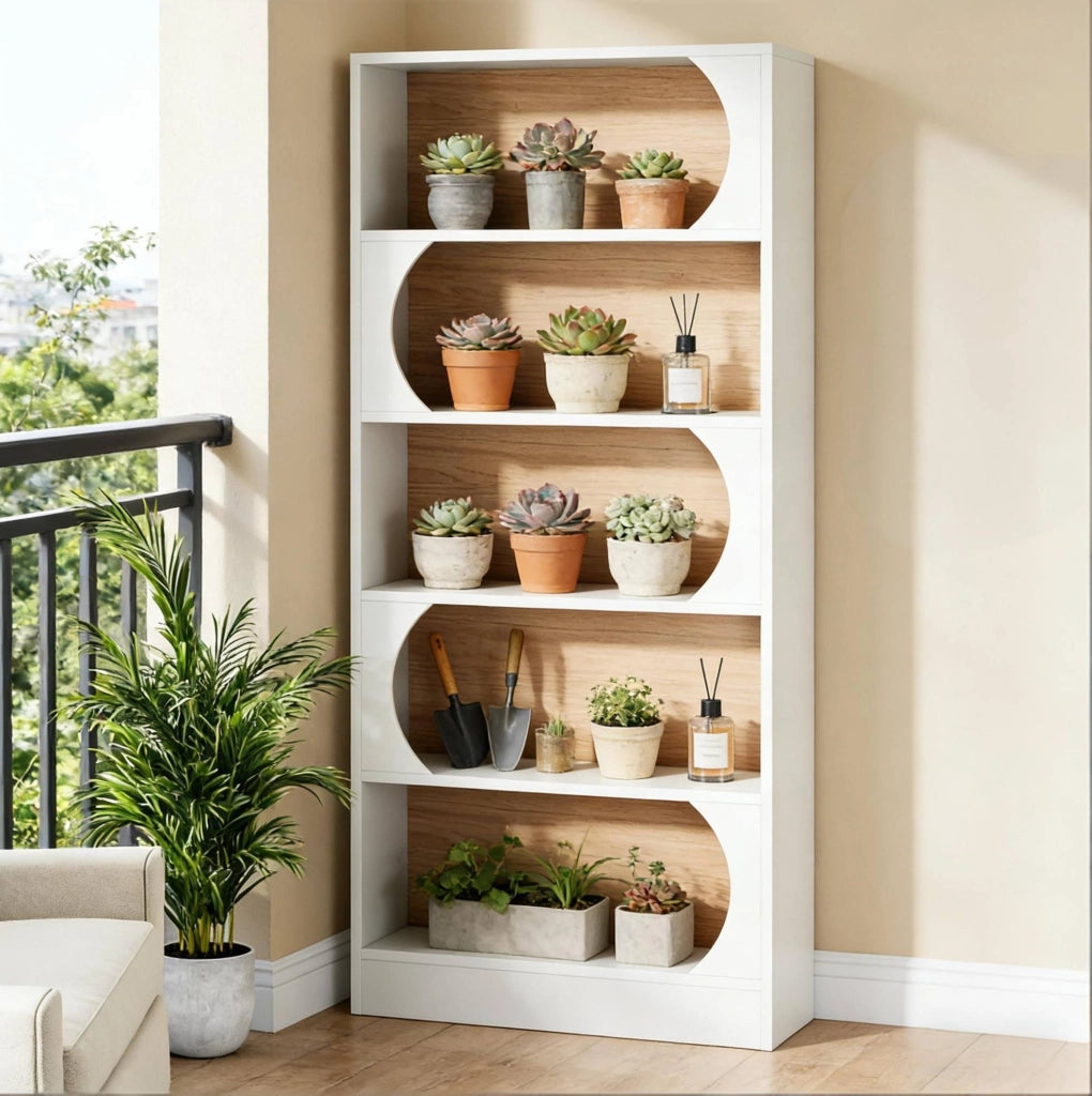 Libreria autoportante a 5 ripiani in MDF bianco
