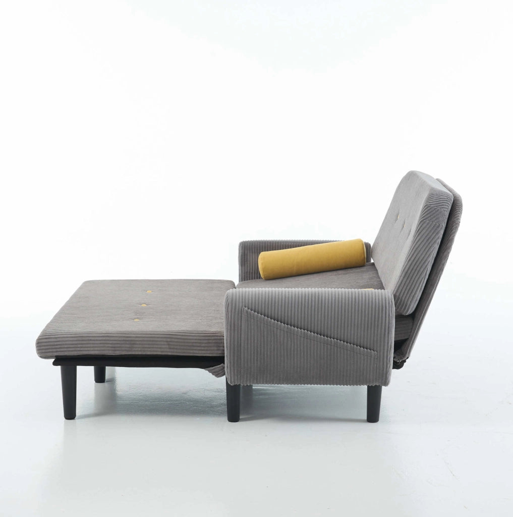 Divano Loveseat in Velluto Grigio con Contenitore, Poltrona Relax e Letto