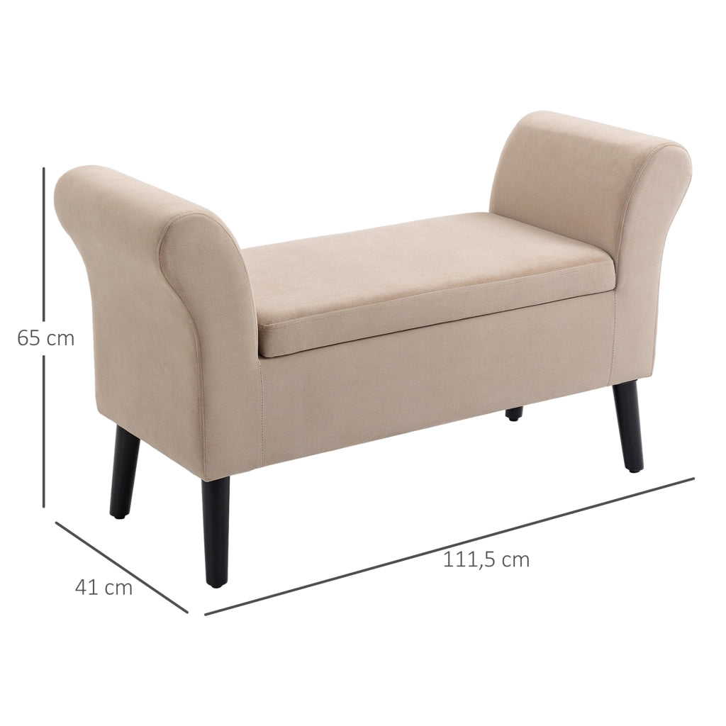 Divano con cassetti e braccioli ¨C Minimal ¨C Beige 111.5x41x65 cm