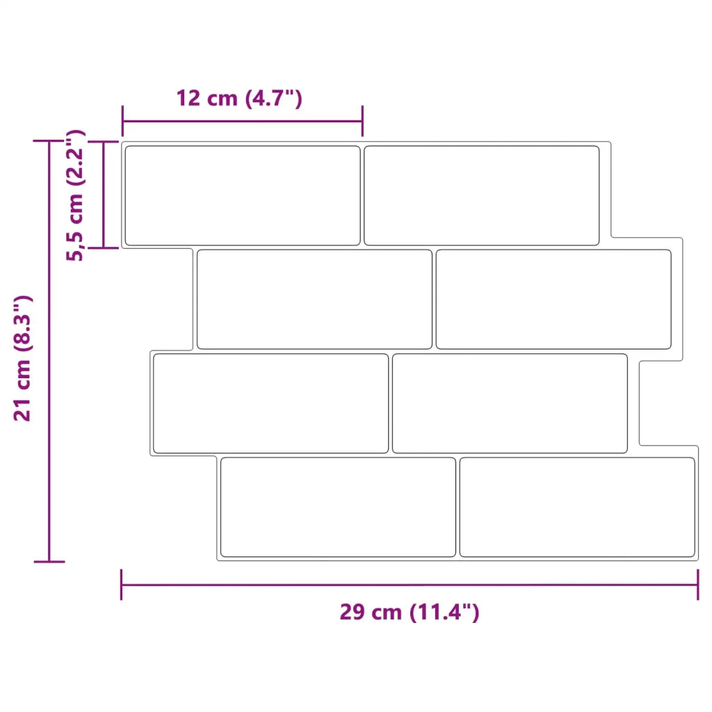 Piastrella subway 20 pcs Bianco 29 x 21 cm Poliuretano e PET 42046139