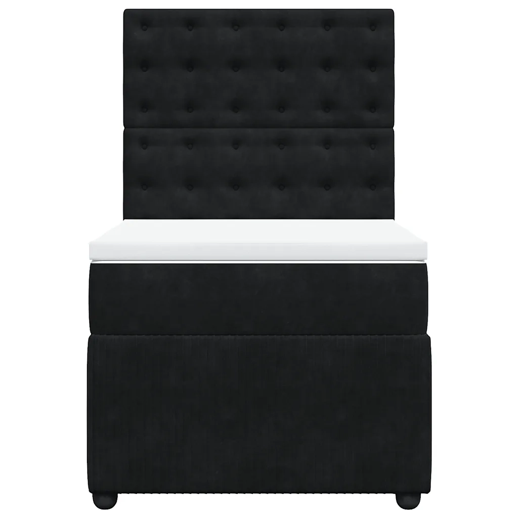 Giroletto a Molle con Materasso Nero 90x190 cm in Velluto 3292228