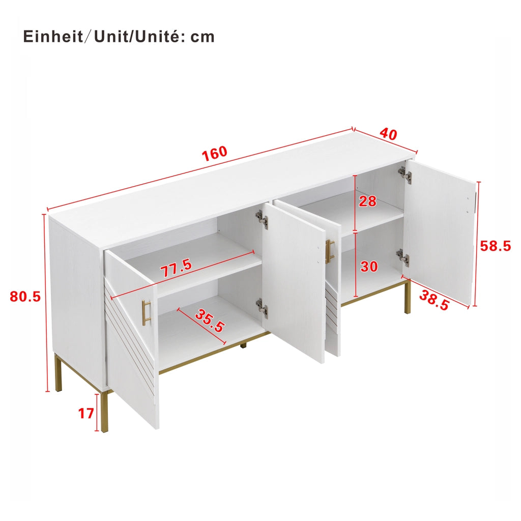 MADIA 4 ANTE 160x40x80,5 cm MDF Bianco e effetto legno