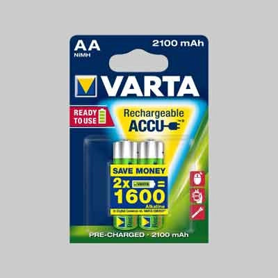 PILE RICARICABILI 'RR ACCU' STILO 2100 mAh - Blister 2 Pezzi - 10 pezzi- VARTA