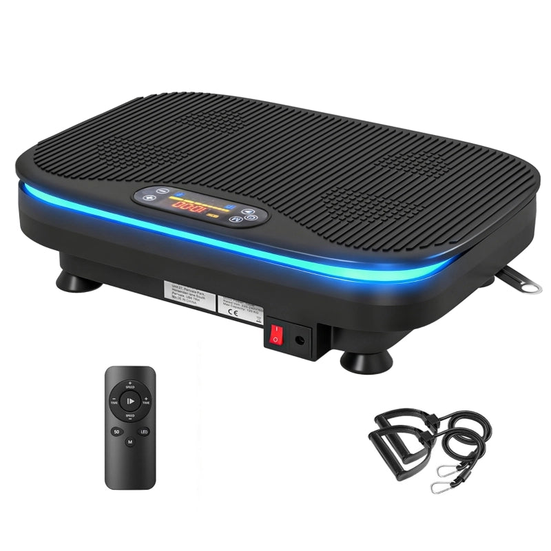 Pedana vibrante per esercizi di fitness, funzione Bluetooth, telecomando, 99 livelli di velocit¨¤, plastica, acciaio, nero