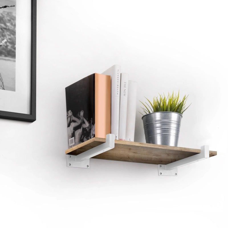 Set di supporti per mensole in legno Shelf dritto con tubo quadro, Acciaio, Verniciato nero