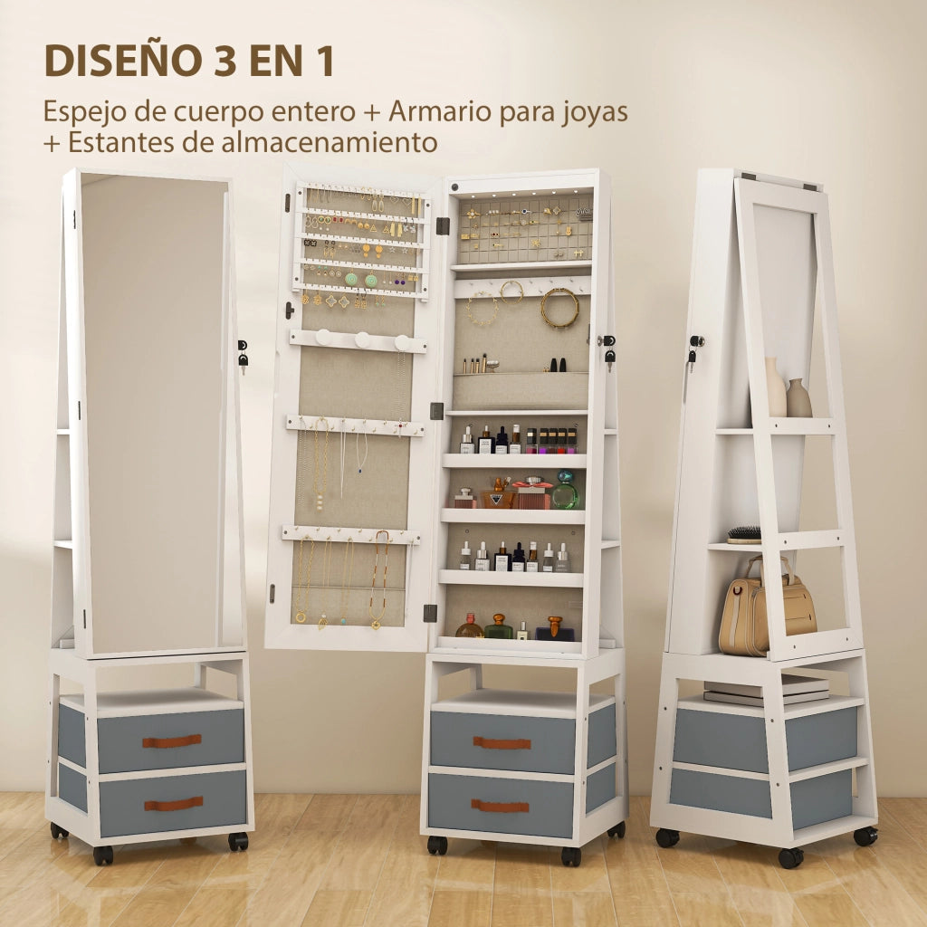 Cassettiera con Specchio e Luci LED ¨C Minimal ¨C Bianco