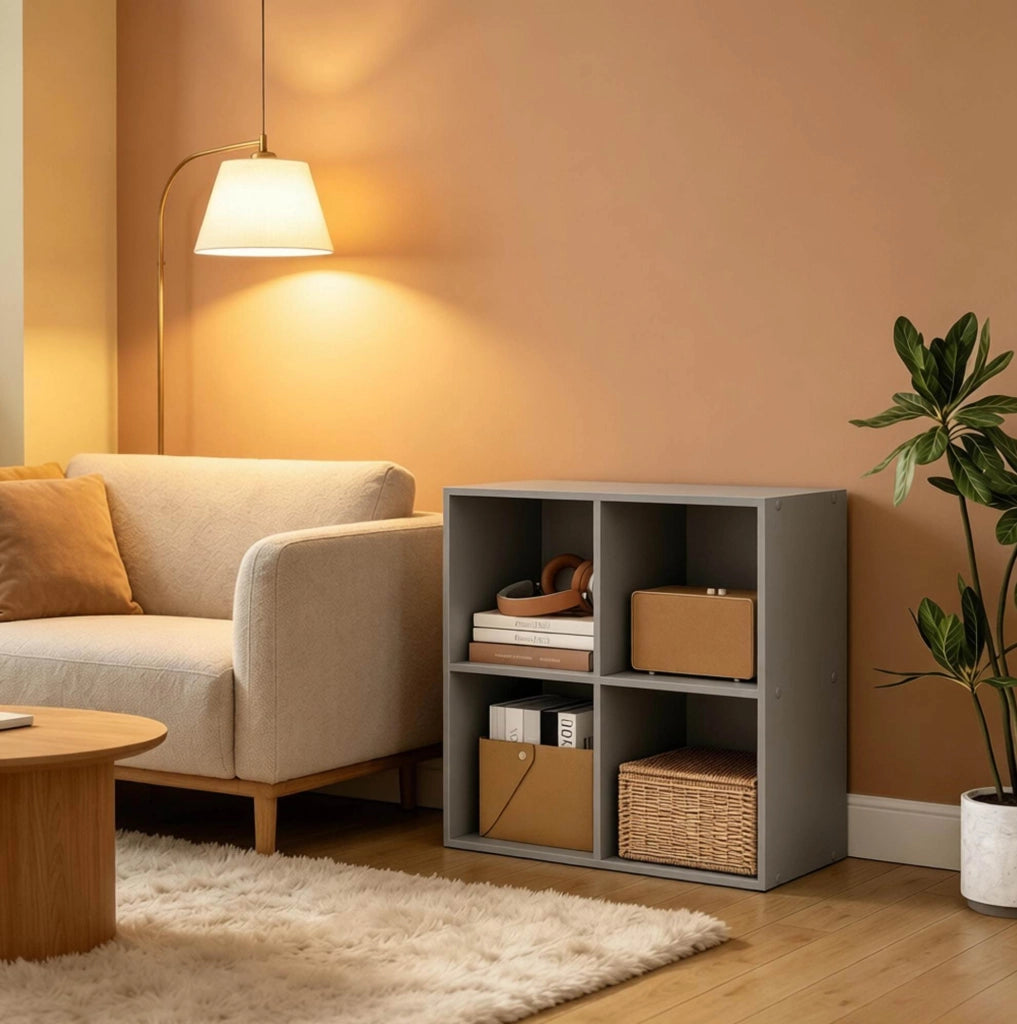 Libreria a cubi compatta in legno E1, 4 scomparti, 59,6x59,8x29 cm, colore neutro