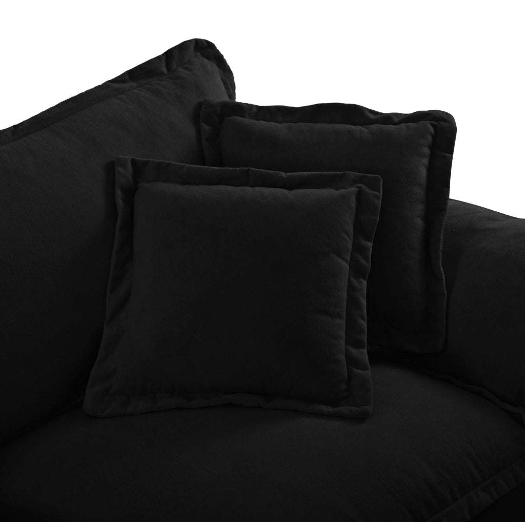 Divano modulare 3 posti 263 cm in ciniglia nera con braccioli rimovibili HOMVRA