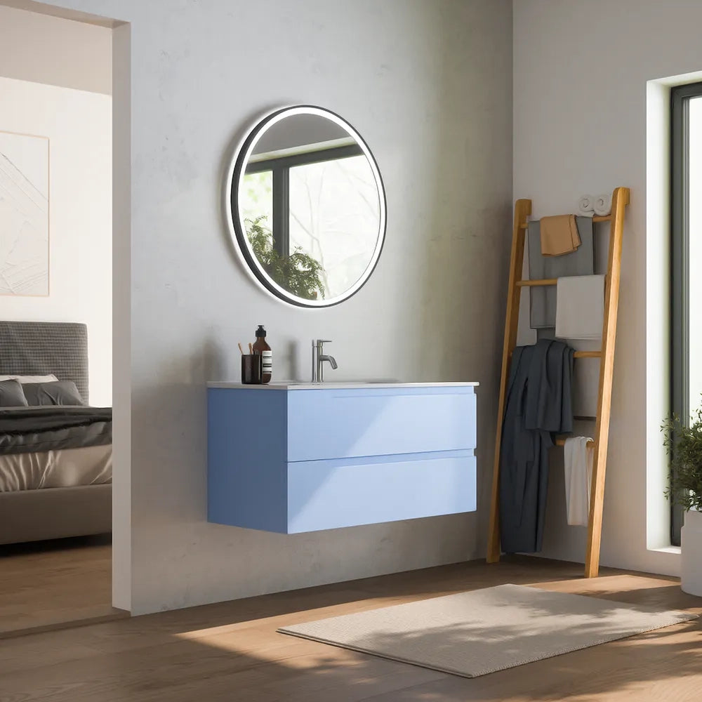 Mobile bagno sospeso 120 cm due cassetti carta da zucchero con lavabo | Ardenne