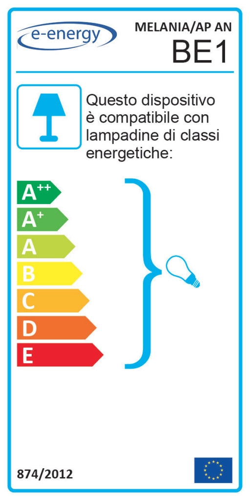 Applique 1xE14 Montatura Avorio Oro Vetro Satinato Sfumato Ambra E-Energy Melania