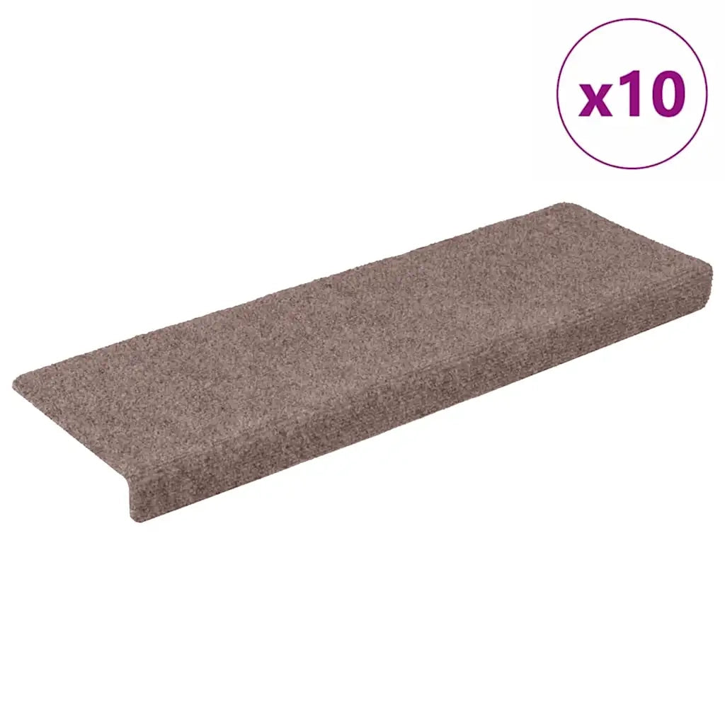 Tappetini per scale autoadesivi 10 pz | Gradini per Scale 65x21x4 cm Marrone Chiaro Bordo rettangolare