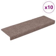 Tappetini per scale autoadesivi 10 pz | Gradini per Scale 65x21x4 cm Marrone Chiaro Bordo rettangolare