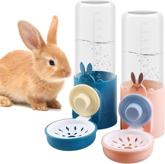 Dispensatore automatico di acqua per conigli 500 ml - Fiaschetto automatico per roditori - Dispensatore automatico di cibo - Per chinchilla - 2 pezzi