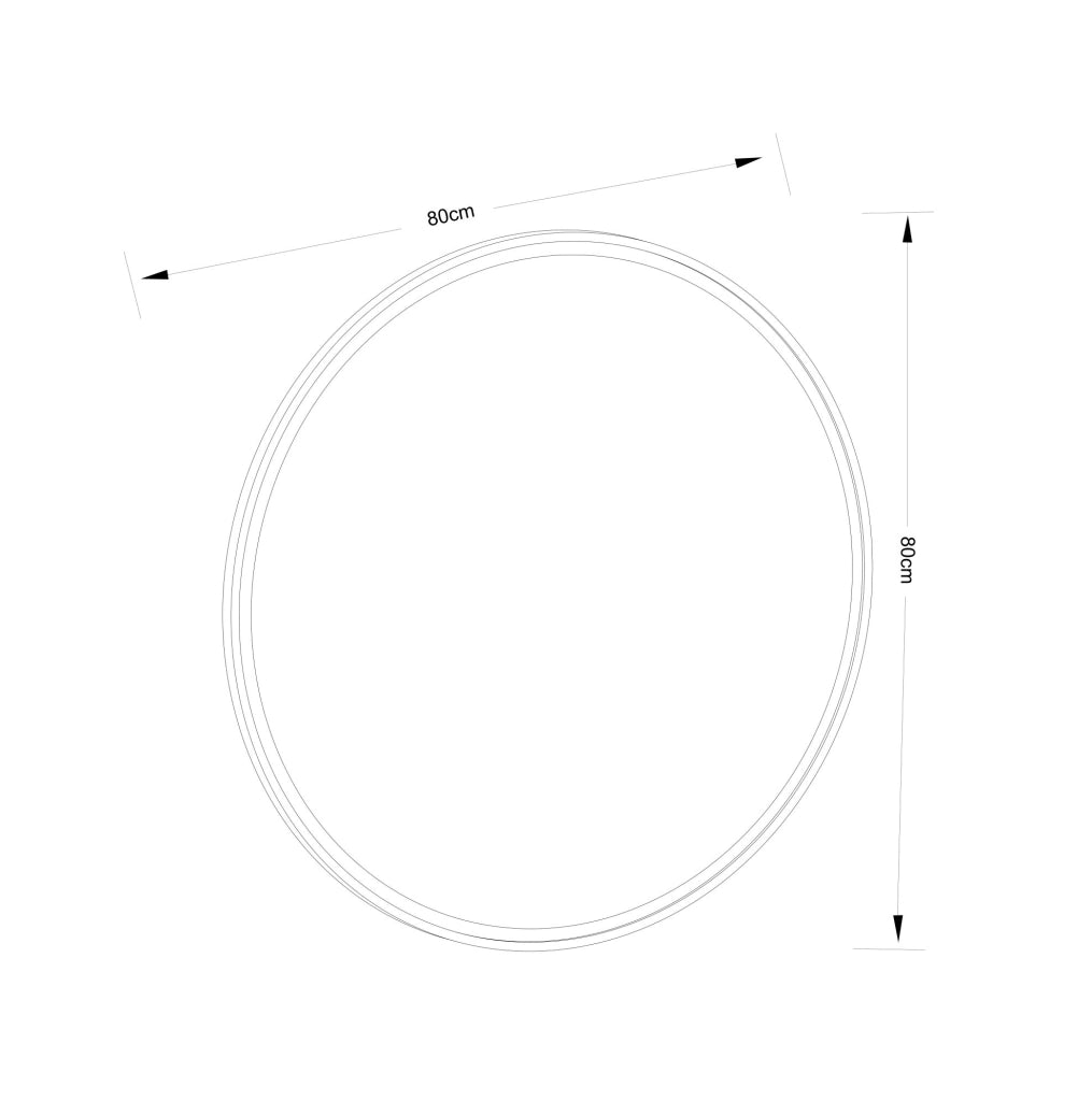 Specchio bagno rotondo 80×80 cm con illuminazione dimmerabile e antiappannamento, 3 tonalità di luce regolabili, montaggio a parete