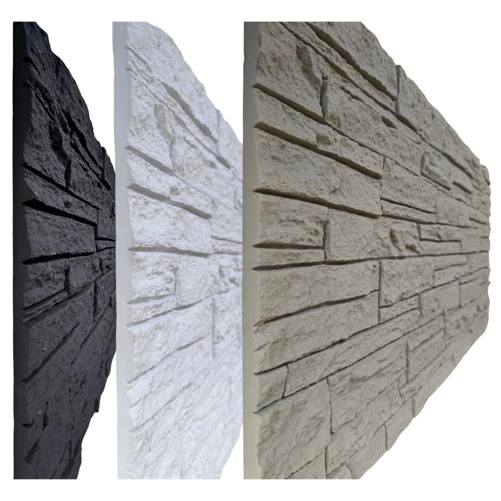 Pannello Rivestimento Effetto Pietra in PU 120x60x2,5 cm Colore Grigio Ardesia Set 4 Pezzi