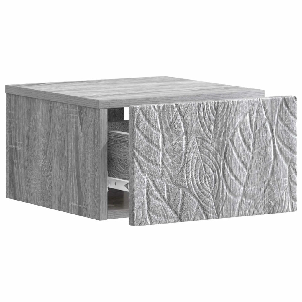 Set di 2 Comodini | Armadio da Notte | Mobiletto da notte a muro Sonoma grigio 49 x 34,5 x 20 cm