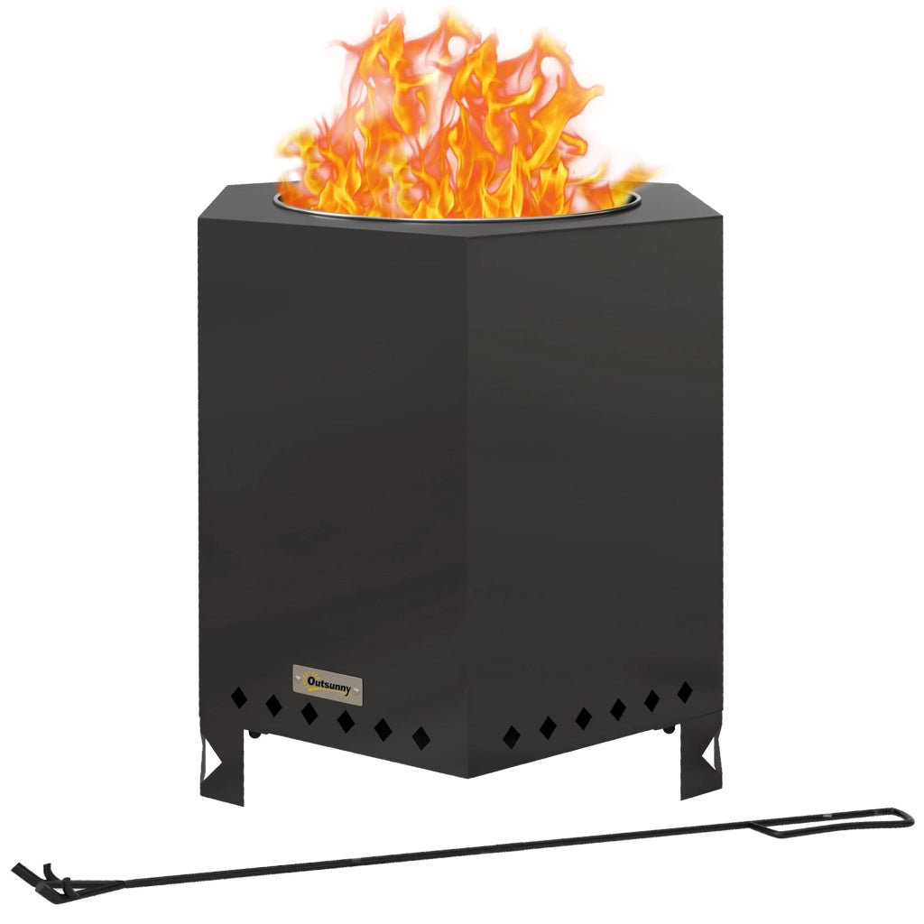 Braciere per esterno ¨C Minimal ¨C Argento Nero 45x39x47 cm