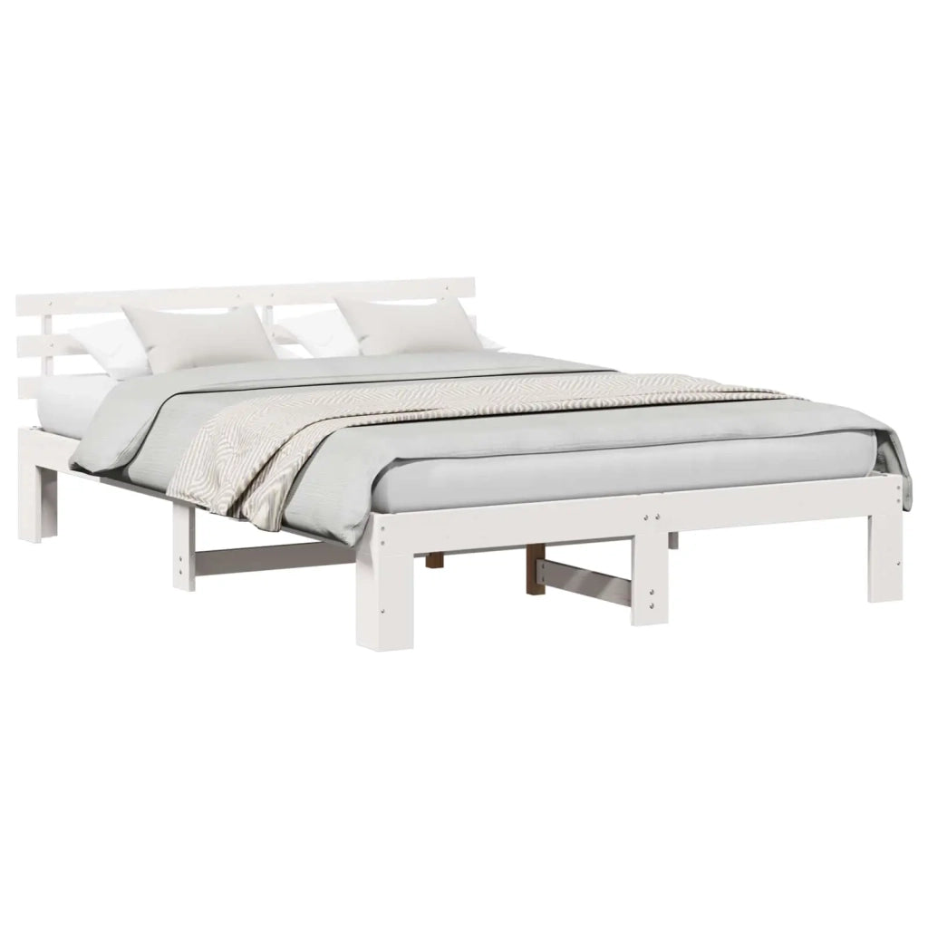 Struttura del letto-Giroletto-Rete del Letto Bianco 150 x 200 cm Pino massello 229896