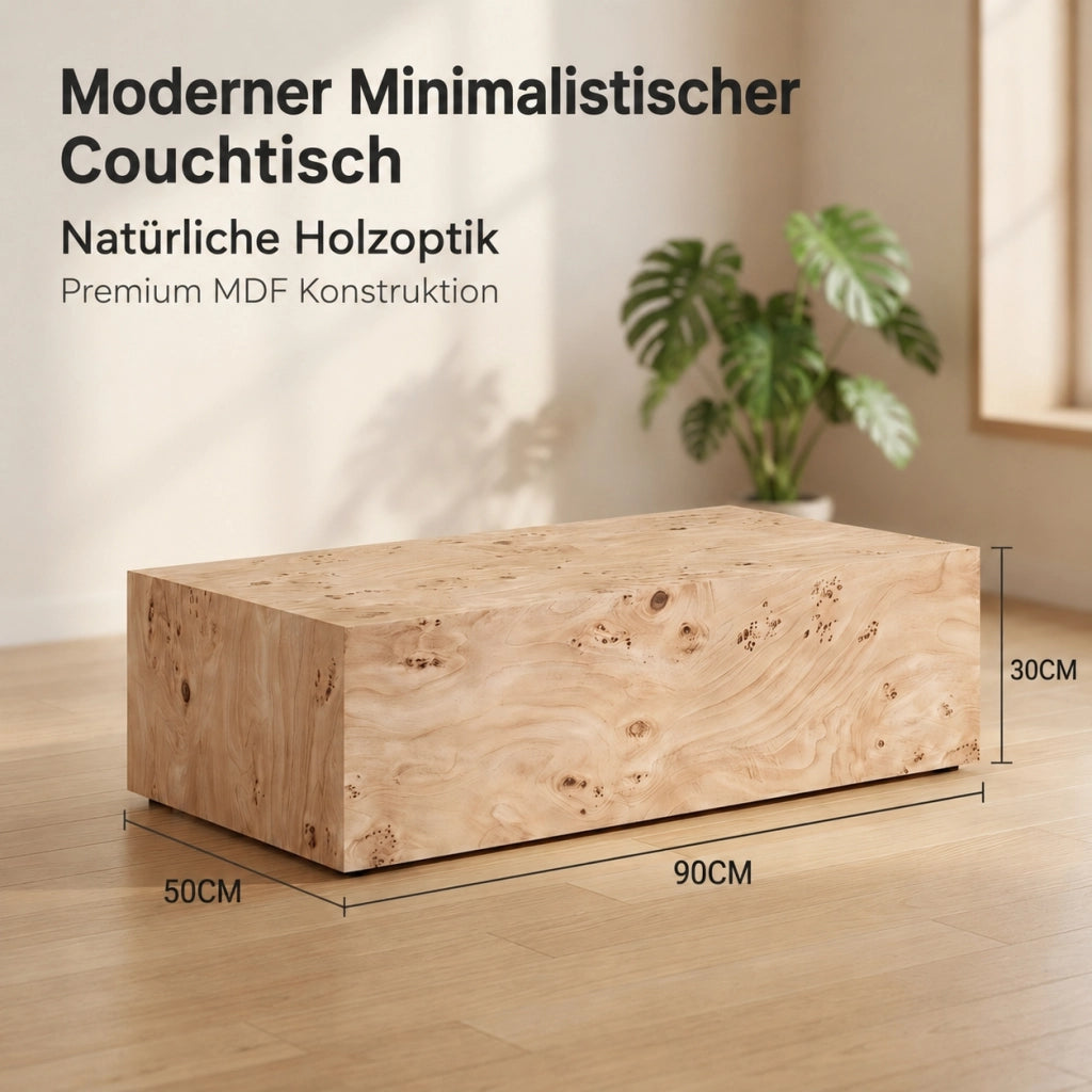 Tavolino basso fisso in MDF effetto legno con superficie liscia per soggiorno 100 × 59.5 × 38.0 cm